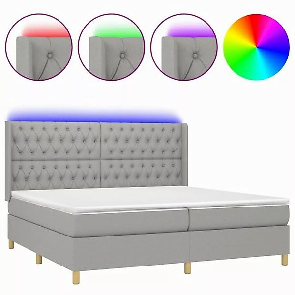 vidaXL Boxspringbett Boxspringbett mit Matratze LED Hellgrau 200x200 cm Sto günstig online kaufen