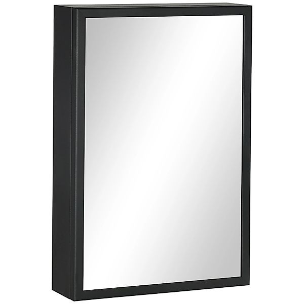 Kleankin Spiegelschrank mit 3 Etagen Hängeschrank Schwarz  40 x 12 x 60 cm günstig online kaufen