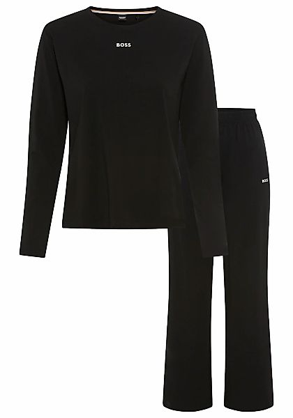 BOSS Schlafanzug Set, 2 tlg. Rundhalsausschnitt, elastischer Bund, Logo-Sch günstig online kaufen