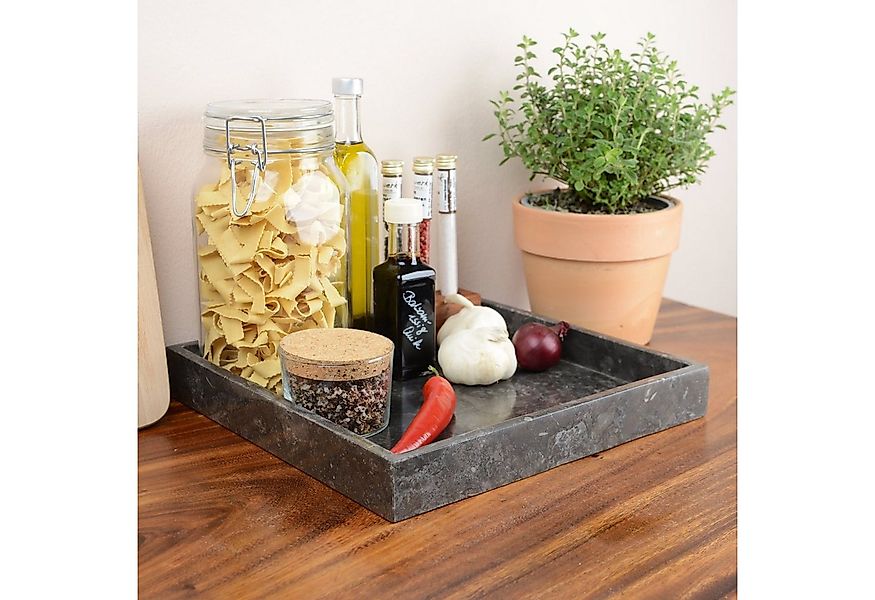 wohnfreuden Dekotablett Marmor-Tablett 30 cm anthrazit quadratisch, 32998 günstig online kaufen