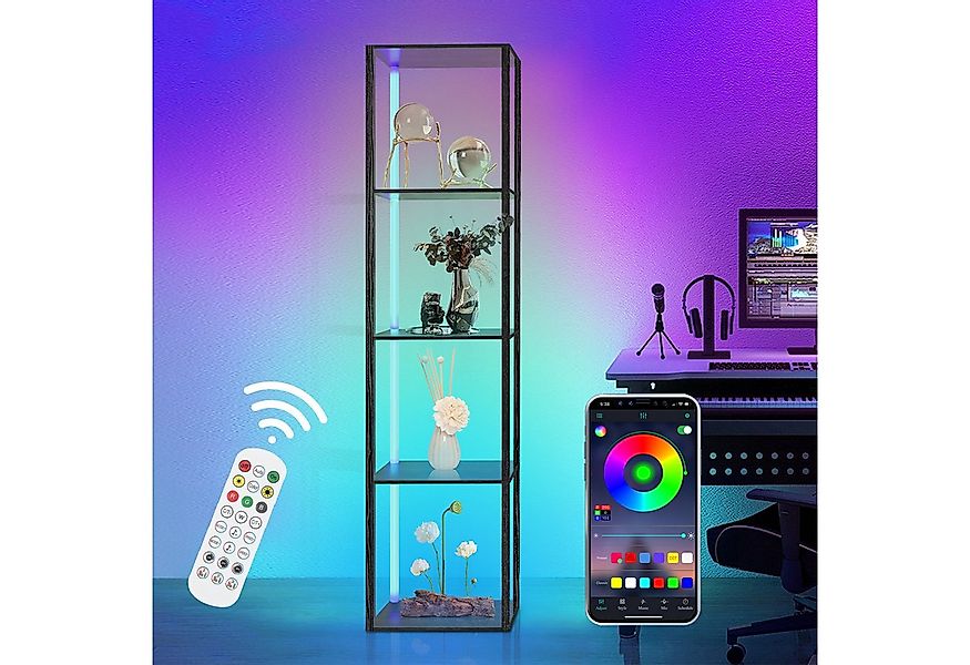 XERSEK Stehlampe mit Regal aus Holz, 5 Stufige Stehlampe Wohnzimmer mit, 6 günstig online kaufen