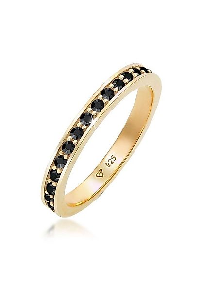 Elli Fingerring Bandring Memoire Glas Kristalle Weiß 925 Silber vergoldet günstig online kaufen