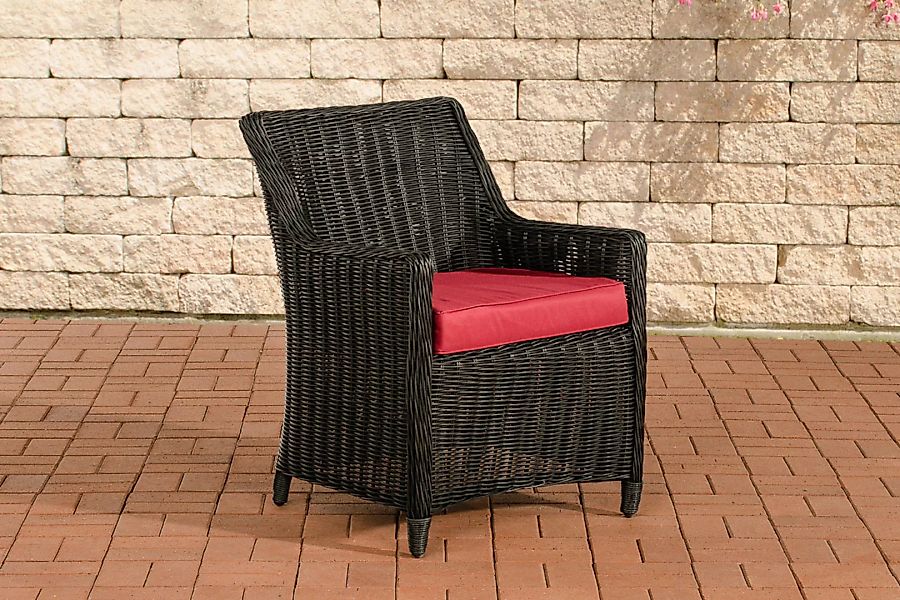 Luxus Sessel Sandnes-rund_schwarz-Rubinrot günstig online kaufen