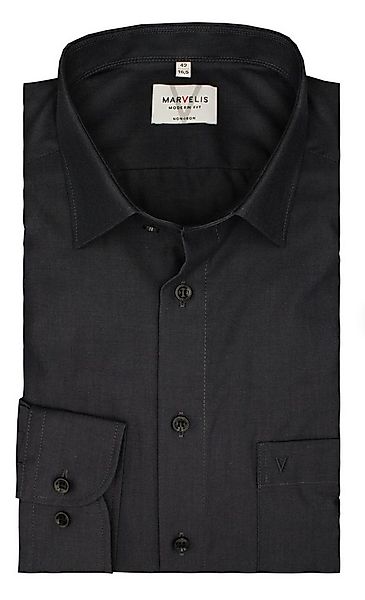 MARVELIS Businesshemd Anthrazit, Modern Fit, Bügelfrei, Langarm, Baumwolle, günstig online kaufen