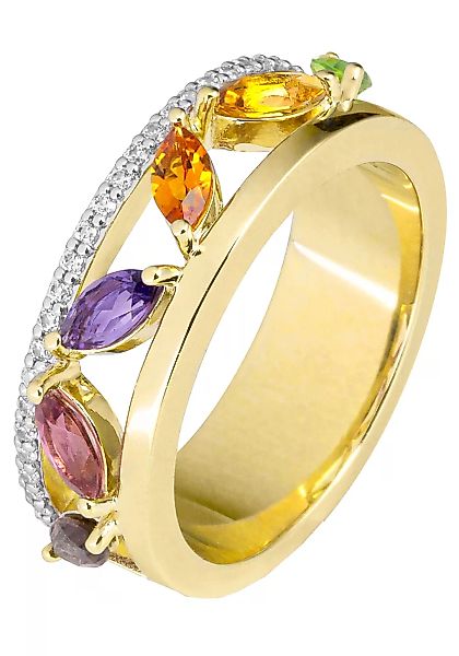 JOBO Fingerring, 585 Gold mit Edelsteinen und 26 Diamanten günstig online kaufen