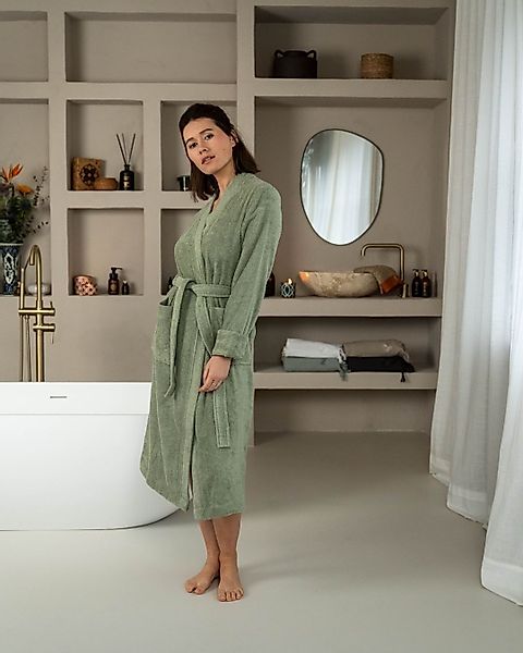 Kayori Unisex-Bademantel Fusai, Kurzform, Baumwolle, Gürtel, günstig online kaufen