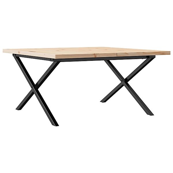 vidaXL Couchtisch X-Gestell 90x90x45,5cm Massivholz Kiefer & Gusseisen günstig online kaufen