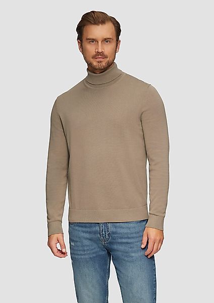 s.Oliver Strickpullover Rollkragenpullover aus Baumwolle Logo günstig online kaufen