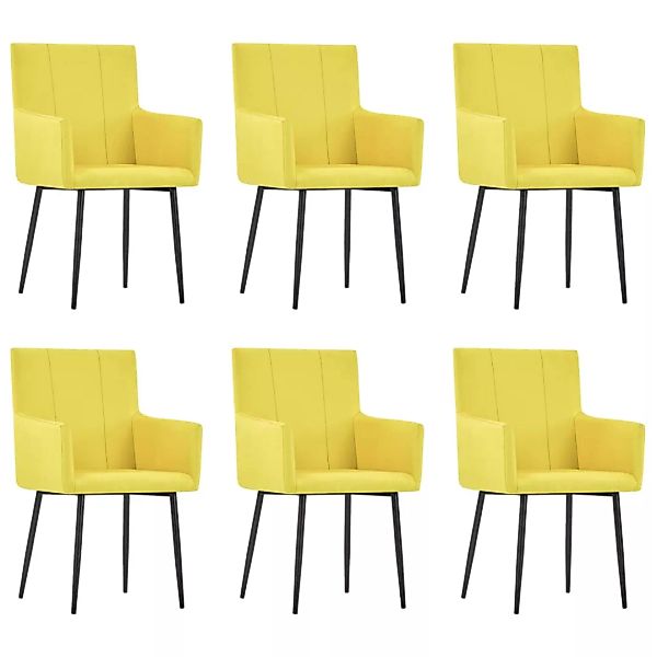 Esszimmerstühle Mit Armlehnen 6 Stk. Gelb Stoff günstig online kaufen