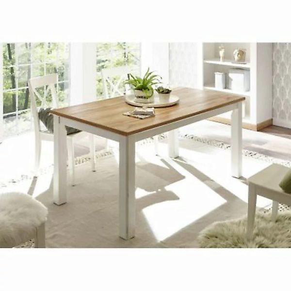 Lomadox Landhaus Esszimmer-Tisch LINARES-61 in Pinie weiß / Wotan Eiche Nb. günstig online kaufen