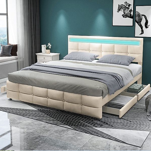 STILVORA Polsterbett 180x200 Bettgestell mit Stauraum günstig online kaufen