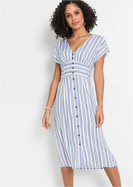 bonprix Midikleid für warme Tage, aus Viskose, ausgestellte Passform günstig online kaufen