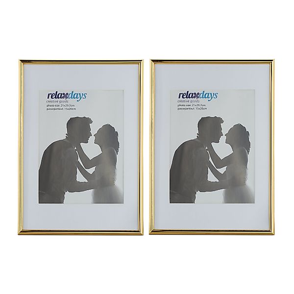 relaxdays Bilderrahmen 2er Set A4, Gold günstig online kaufen