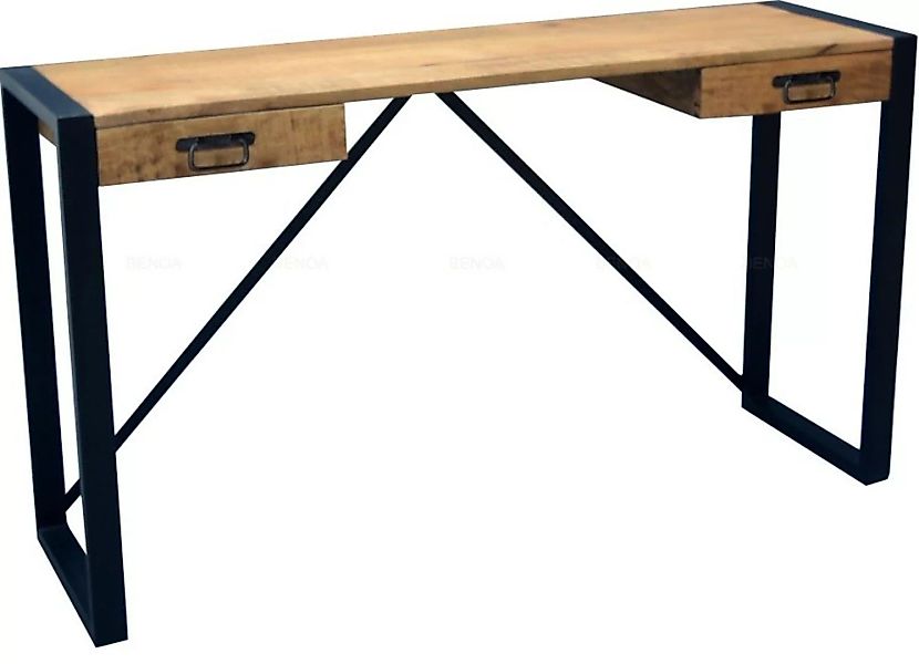 Schreibtisch Tisch Büro Metall Massiv Mangoholz Industrial Loft günstig online kaufen