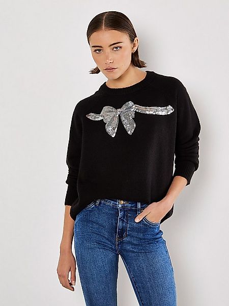 Apricot Strickpullover Pullover mit Schleife mit Paillettenbesatz günstig online kaufen