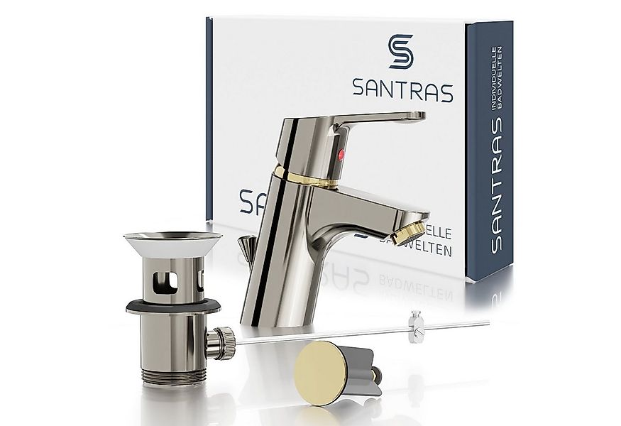 Santras Waschtischarmatur Waschtischarmatur mit Zugstange und Ablaufgarnitu günstig online kaufen