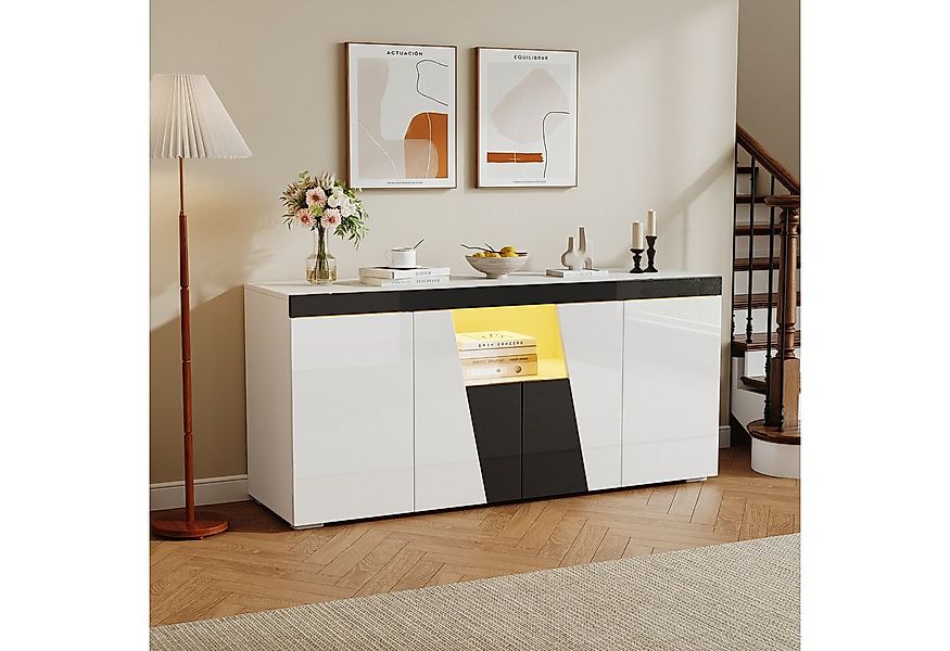 BlingBin Sideboard Wohnzimmerschrank Anrichte Küchenschrank (Abgewinkeltes günstig online kaufen