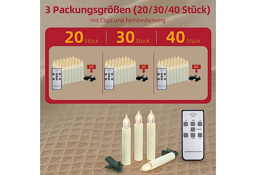 Gotoll LED-Christbaumkerzen LZ20-40 20/30/40er weihnachtsbaumkerzen kabello günstig online kaufen