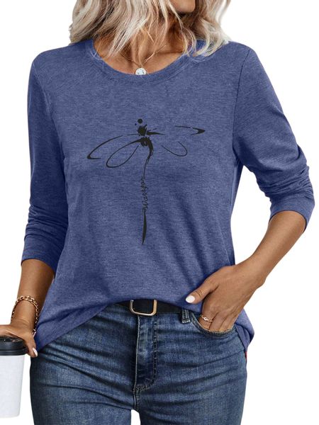 PYLIKE Longsleeve Shirts Damen Casual Libelle günstig online kaufen
