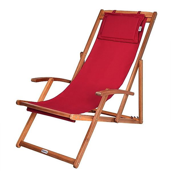 Casaria Gartenliege Rot, 160kg Belastbarkeit, Armlehnen, günstig online kaufen