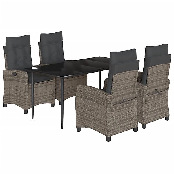 vidaXL 5-Tlg Garten-Essgruppe mit Kissen Grau Poly Rattan 3212786 günstig online kaufen