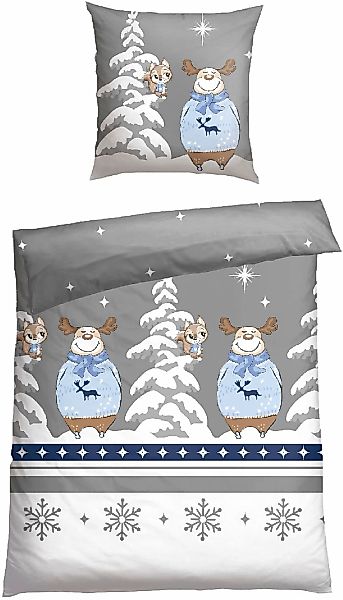 Schiesser Bettwäsche "Kitta aus weicher Baumwolle mit coolem Winter-Print" günstig online kaufen