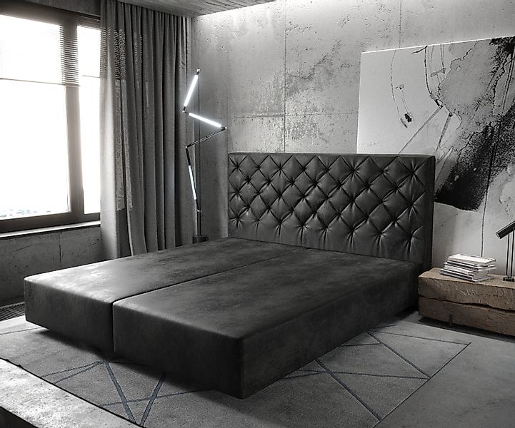 DELIFE Bettgestell Dream-Great, Mikrofaser Anthrazit Vintage 180x200 cm günstig online kaufen
