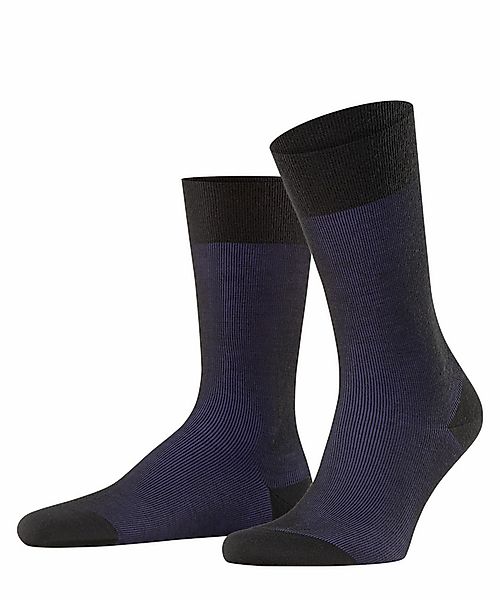 FALKE Fine Shadow Wool Herren Socken, 43-44, Schwarz, Streifen, Schurwolle, günstig online kaufen