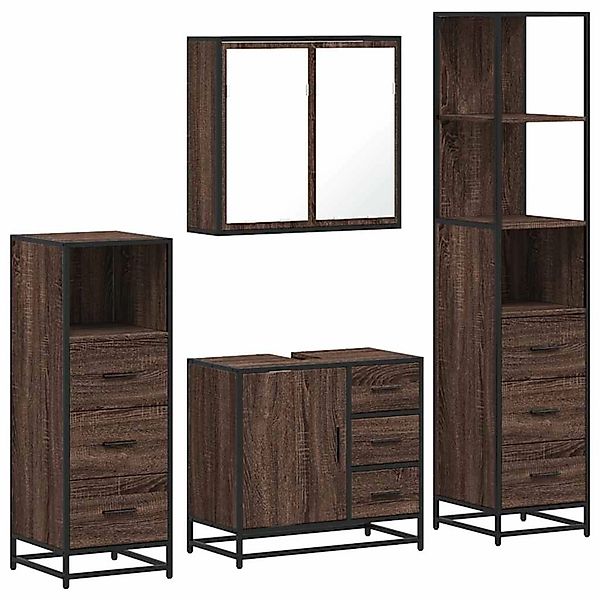 vidaXL 4-Tlg Badmöbel-Set Braun Eichen-Optik Holzwerkstoff 3301259 günstig online kaufen