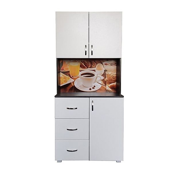 HTI-Living Hochschrank Küchenschrank Weiß/Grau Blanca Bistro (Stück, 1-St., günstig online kaufen