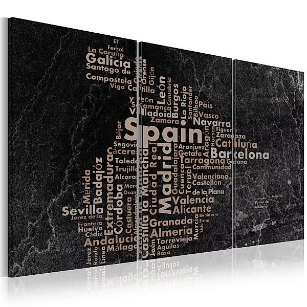 Wandbild - Map of Spain on the blackboard - triptich günstig online kaufen