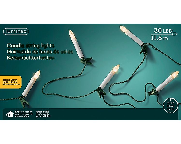 Lumineo LED-Lichterkette Lumineo Kerzen-Lichterkette 30 LED 11,6 m klassisc günstig online kaufen