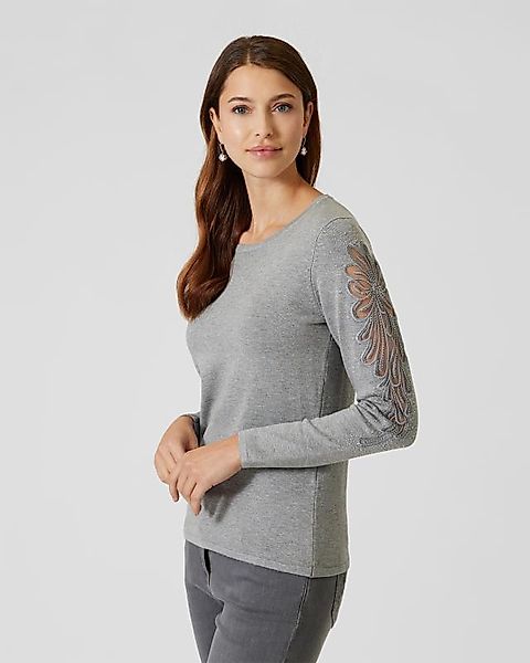 Ovanti Strickdesign Glow-Pullover mit Blütenstick günstig online kaufen