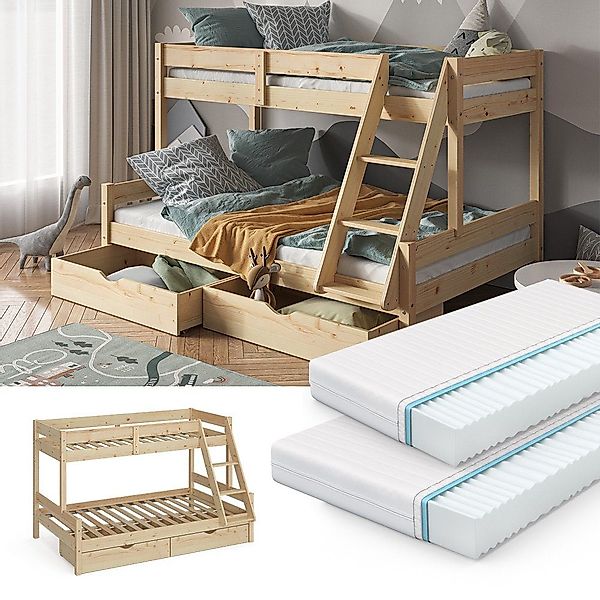 VitaliSpa® Etagenbett Everest, Naturholz, 120x200 / günstig online kaufen
