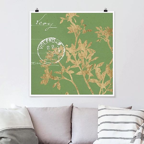 Poster - Quadrat Goldene Blätter auf Lind II günstig online kaufen