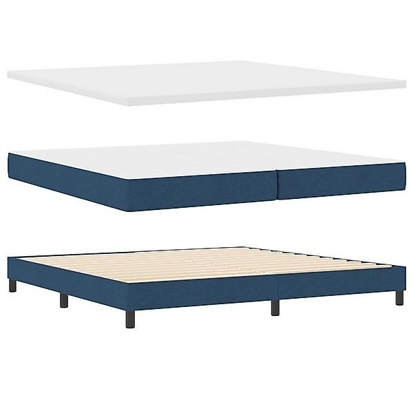 vidaXL Bett Boxspringbett mit Matratze Blau 200x200 cm Stoff (1-tlg) günstig online kaufen