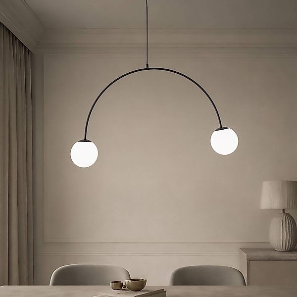 Hängeleuchte Nova, Glas/Metall, schwarz/weiß, 2-flammig günstig online kaufen