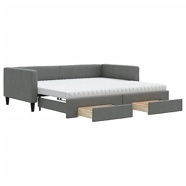vidaXL Bett, Tagesbett Ausziehbar mit Schubladen Dunkelgrau 100x200 cm Stof günstig online kaufen
