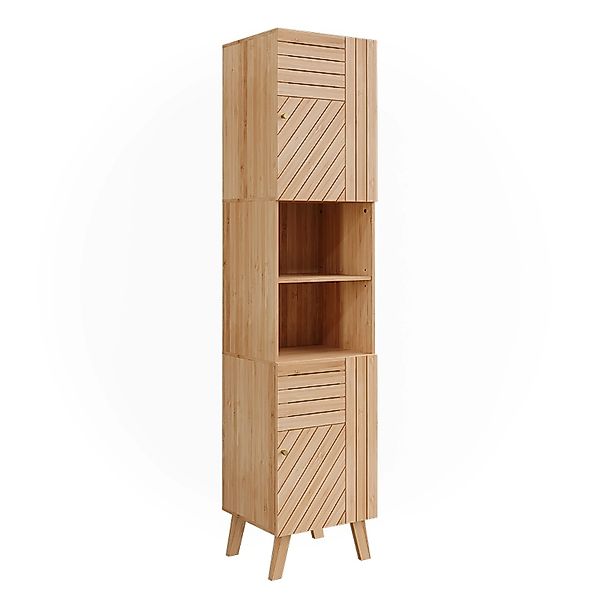 Vicco Badschrank Lucie Bambus 40 x 177 cm mit 2 Türen günstig online kaufen
