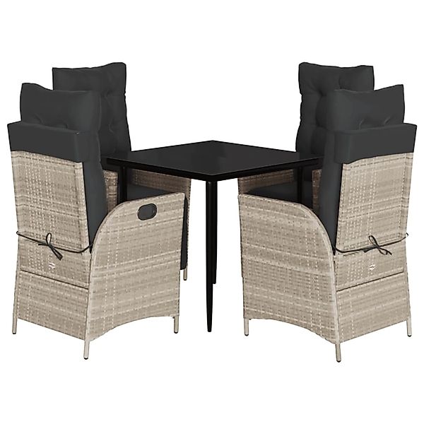 vidaXL 5-Tlg Garten-Essgruppe mit Kissen Hellgrau Poly Rattan 3213276 günstig online kaufen