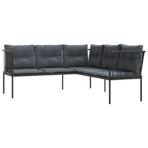vidaXL Gartensofa in L-Form mit Kissen Schwarz Stahl und Textilene 4008108 günstig online kaufen