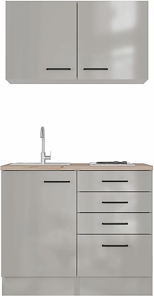 Flex-Well Küchenzeile "Lund" mit E-Geräten, Gesamtbreite 100 cm, gänzende F günstig online kaufen