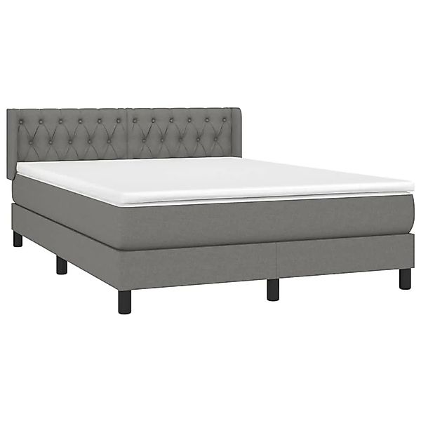 vidaXL Boxspringbett mit Matratze Dunkelgrau 140x200 cm Stoff 3129954 günstig online kaufen