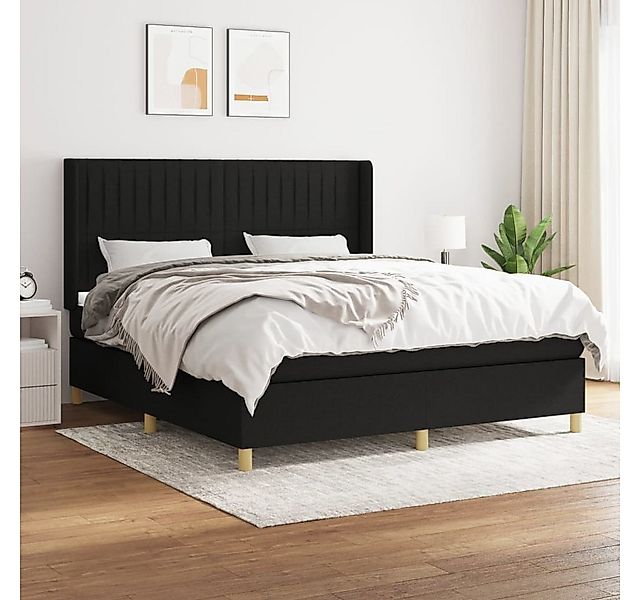 vidaXL Boxspringbett Boxspringbett mit Matratze Schwarz 160x200 cm Stoff Be günstig online kaufen