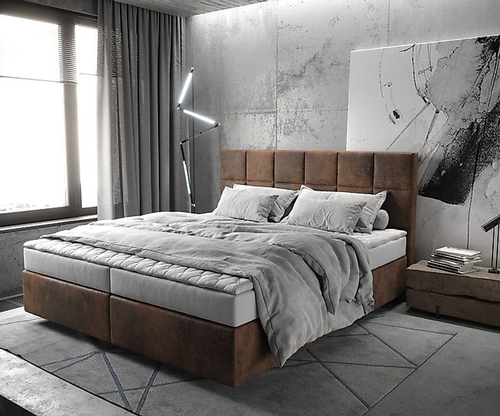 DELIFE Boxspringbett Dream-Fine, Mikrofaser Braun 180x200 günstig online kaufen