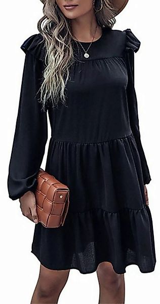 ZWY Dirndl Modisches Damenkleid mit weiten Ärmeln in Schwarz günstig online kaufen
