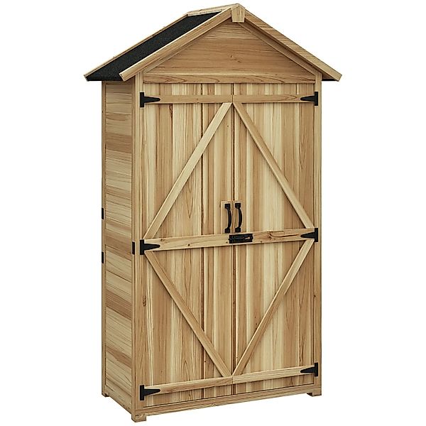 Outsunny Gartenschrank Tannenholz Naturholz 102L x 54B x 177H cm günstig online kaufen