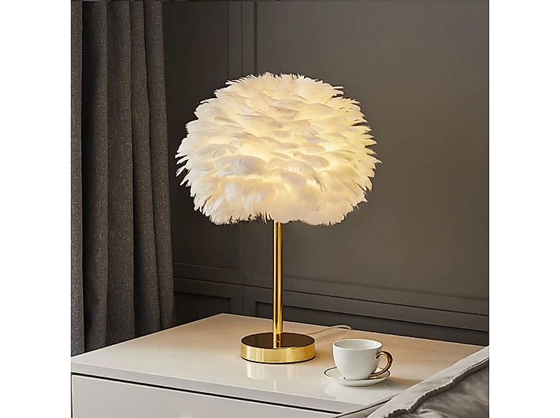 JDONG Tischleuchte 30CM/35CM kunstliche Feder Tischlampe Schlafzimmer, Mode günstig online kaufen