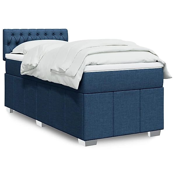 vidaXL Boxspringbett mit Matratze Blau 90x200 cm Stoff 3289264 günstig online kaufen