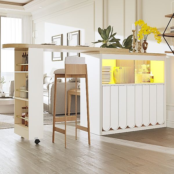 OKWISH Bartisch Ausziehbarer Kücheninsel,mit Stauraum (mit günstig online kaufen